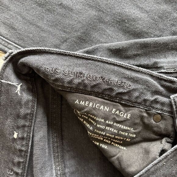 American Eagle Jeans AE Ripped 90’s Boyfriend SZ 6 Regular Women’s Black - Picture 6 of 10